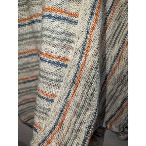 Democracy Sweater Womens L Striped Fall Preppy Momcore Cozy Open Knit Pullover - Picture 10 of 13